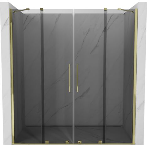 Portes de douche coulissantes Mexen Velar Duo 200 cm, graphite, doré - 871-200-000-42-50 (1/5)
