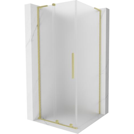 Mexen Velar L cabine de douche coulissante 120 x 120 cm, givre, or brossé - 871-120-120-33-55 (1/5)
