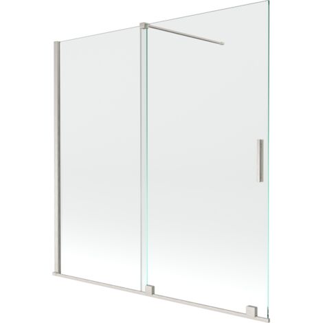 Paroi de baignoire coulissante à 2 panneaux Mexen Velar 160 x 150 cm, transparent, nickel brossé - 896-160-000-01-97 (1/2)