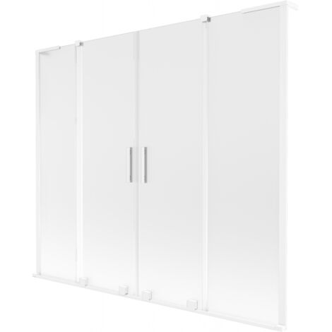 Mexen Velar L Duo paravent de baignoire coulissant 2 volets 200 x 150 cm, givre, blanc - 896-200-003-32-20 (1/2)