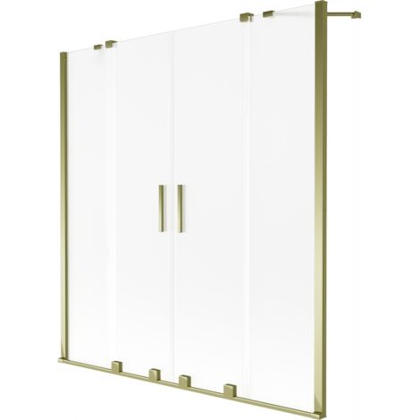 Mexen Velar Duo paroi de baignoire 2 volets coulissants 140 x 150 cm, givre, or - 896-140-000-32-50 (1/2)