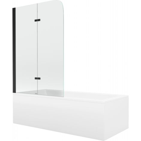 Mexen Cubik baignoire rectangulaire 150 x 70 cm avec tablier et paroi 2 volets 80 cm, transparent, noir - 550315070X9008027000 (1/5)