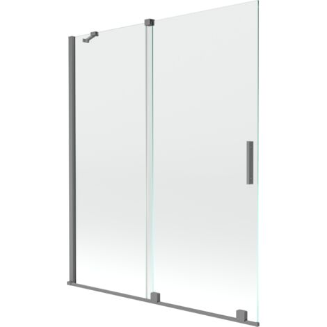Mexen Velar paroi de bain coulissante à 2 volets 140 x 150 cm, transparent, gun metal - 896-140-000-01-95 (1/2)