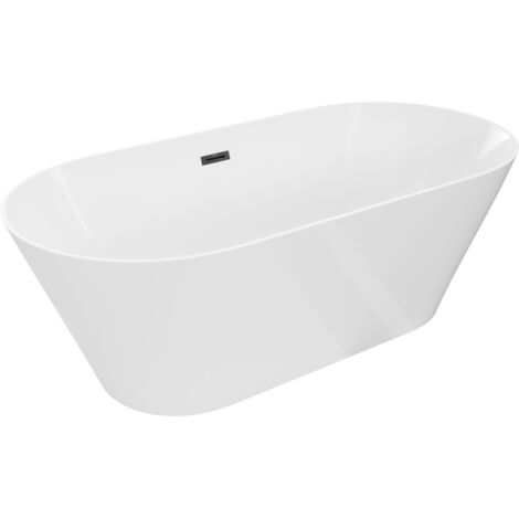 Mexen Luna Slim baignoire autoportante 170 x 75 cm, blanche, trop-plein noir - 52041707500-70 (1/3)