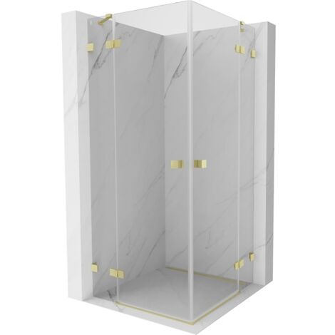 Mexen Lunar Duo cabine de douche pivotante 110 x 110 cm, transparent, or brossé - 834-110L-110P-55-00 (1/5)