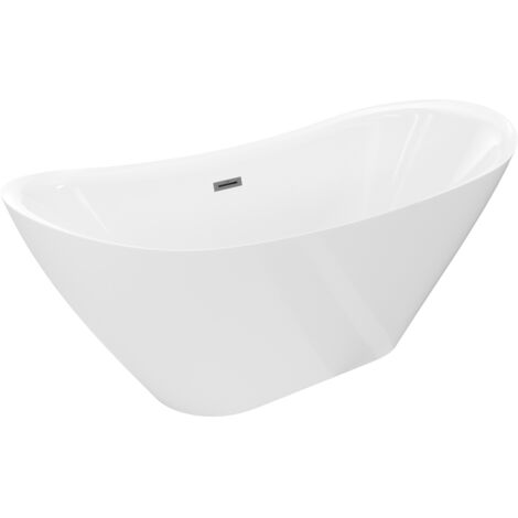 Mexen Lotos baignoire autoportante 180 x 75 cm, blanche, trop-plein gun metal - 52051807700-95 (1/3)