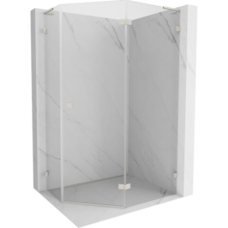 Mexen Lunar L cabine de douche pentagonale pivotante droite 100x90 cm, transparent, nickel brossé - 831L-100P-090L-97-00-P (1/5)