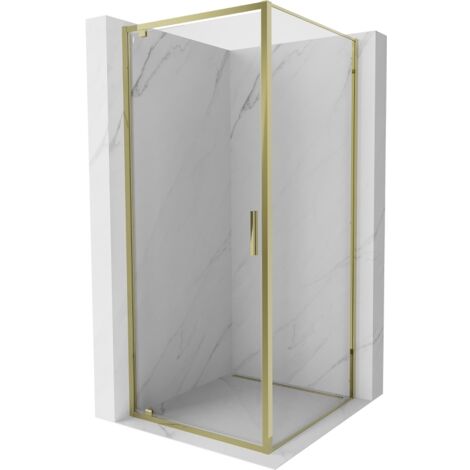 Cabine de douche battante Mexen Exo 90 x 90 cm, transparente, or - 8181-090-090-50-00 (1/5)