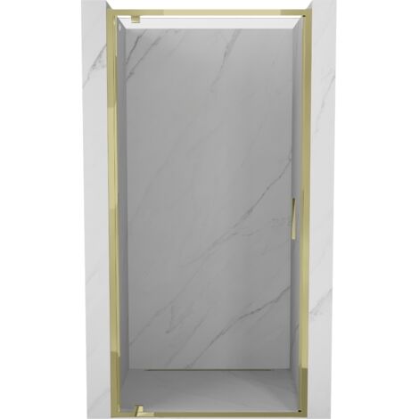 Mexen – Porte de douche battante 85 cm – Verre trempé transparent – Finition dorée – Montage universel – 81810850005000