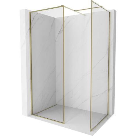 Mexen Kioto-F paroi de douche Walk-in avec cadre 145 x 80 cm, transparent 8 mm, or - 800-145-202-04-50-080 (1/5)
