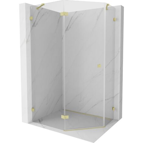 Mexen Lunar cabine de douche pentagonale pivotante gauche 100 x 90 cm, transparent, doré brossé - 831-100L-090P-55-00-L (1/5)