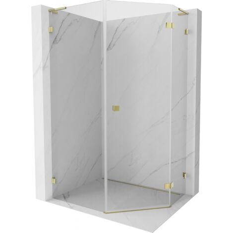 Mexen Lunar L cabine de douche pentagonale pivotante droite 80 x 90 cm, transparent, or - 831L-080P-090L-50-00-P (1/5)