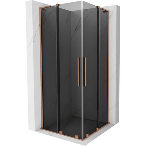 Mexen Velar L Duo cabine de douche coulissante 90 x 90 cm, graphite, cuivre brossé - 871-090-090-02-43-65 (1/5)