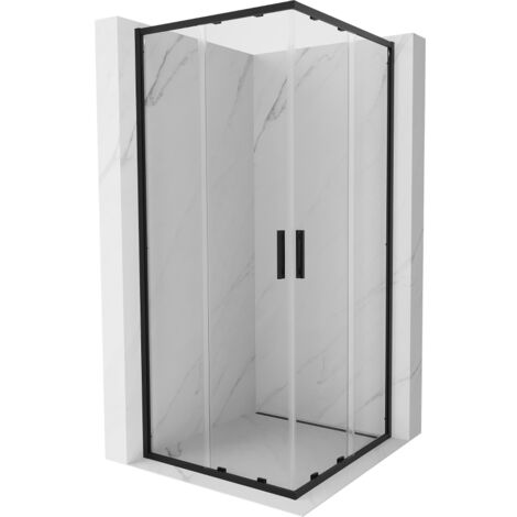 Mexen Exo cabine de douche carrée coulissante 80 x 80 cm, transparente, noire - 8111-080-080-70-00 (1/5)