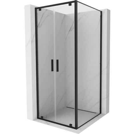 Mexen Exo cabine de douche pivotante 80 x 80 cm, transparent, noir - 8182-080-080-70-00 (1/5)