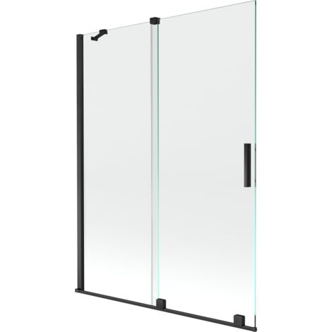 Mexen Velar écran de baignoire à 2 ailes coulissante 130 x 150 cm, transparent, Noir - 896-130-000-01-70 (1/5)