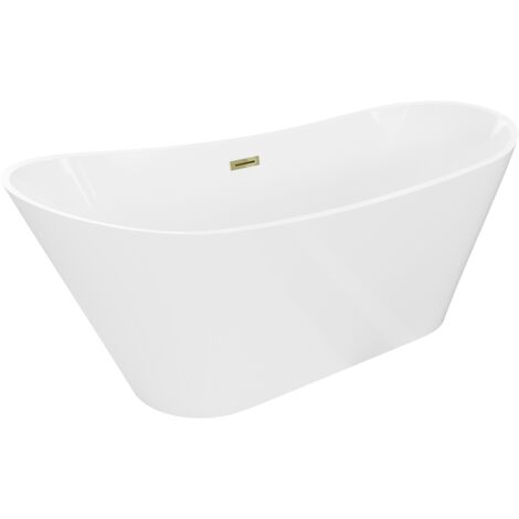 Mexen Dora baignoire autoportante 150 x 75 cm, blanche, trop plein doré - 52071507500-50