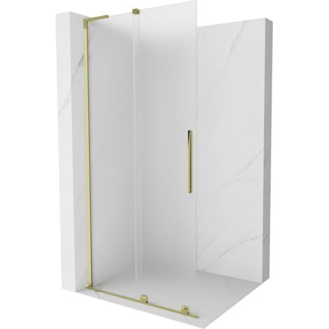 Mexen Velar L paroi de douche coulissante Walk-in 120 x 200 cm, givrée 8 mm, dorée - 871-120-003-33-50 (1/5)