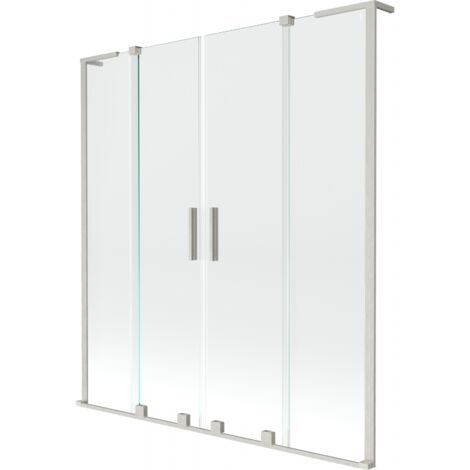Mexen Velar L Duo paravent de baignoire à 2 panneaux coulissants 160 x 150 cm, transparent, nickel brossé - 896-160-003-02-97 (1/2)