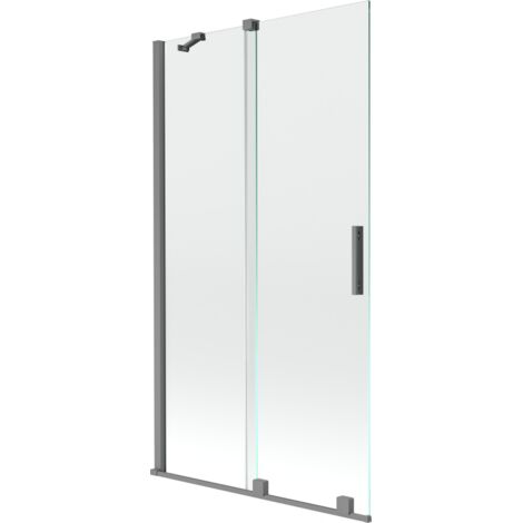 Paroi de baignoire coulissante à 2 panneaux Mexen Velar, 100 x 150 cm, transparent, métal gun - 896-100-000-01-95