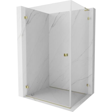 Mexen Lunar-B L cabine de douche pivotante gauche 90 x 80 cm, transparent, dorée - 832L-090-080-50-00-L (1/5)