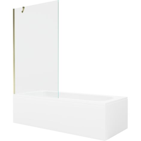 Mexen Vega baignoire rectangulaire 170 x 70 cm avec tablier et paroi 1-volet 100 cm, transparent, doré - 550117070X9510000050 (1/5)
