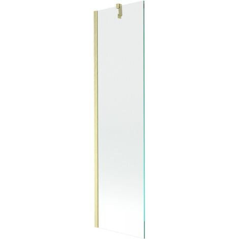 Mexen – Paroi de douche 1 panneau 50 x 150 cm – Verre trempé transparent 6 mm – Finition or brossé – Installation universelle – 895050000000055