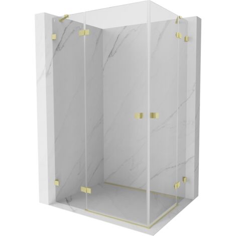 Mexen Lunar Duo cabine de douche à battant 85 x 80 cm, transparent, or brossé - 834-085L-080P-55-00 (1/5)