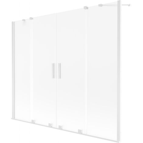 Pare-douche Mexen Velar Duo 2 volets coulissants 180 x 150 cm, sablé, blanc - 896-180-000-32-20 (1/2)