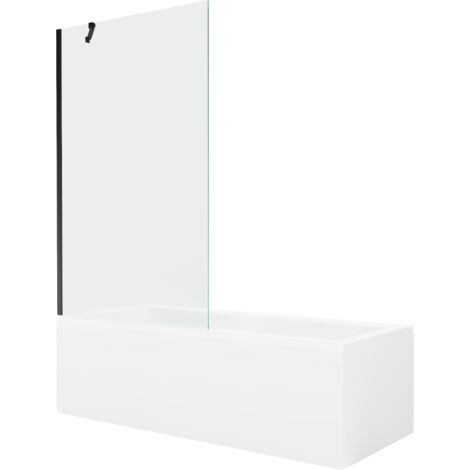 Mexen Cubik baignoire rectangulaire 150 x 70 cm avec tablier et écran 1-volet 100 cm, transparent, noir - 550315070X9510000070 (1/5)