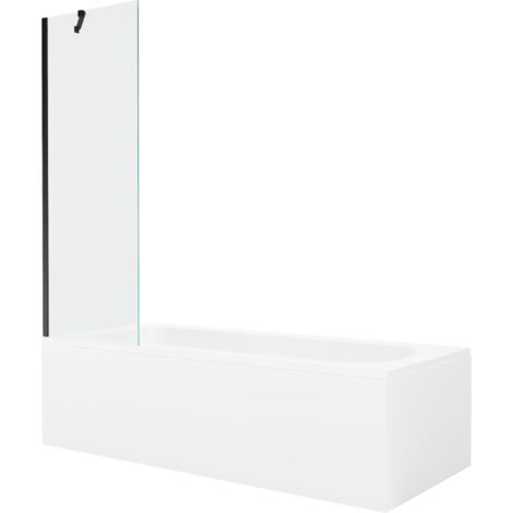 Mexen Vega baignoire rectangulaire 160 x 70 cm avec habillage et paroi 1 volet 60 cm, transparent, noir - 550116070X9506000070 (1/5)