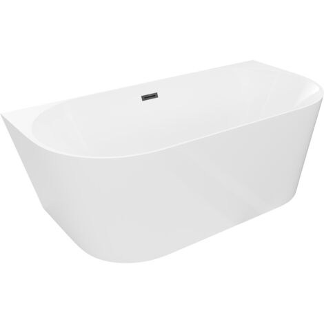 Mexen Oval Slim baignoire autoportante murale 170 x 80 cm, blanc, trop-plein noir - 52661708000-70 (1/3)