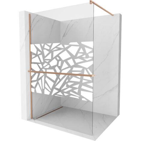 Mexen Kioto+ paroi de douche avec étagère Walk-in 80 x 200 cm, motif blanc, cuivre brossé - 800-080-121-65-85 (1/5)