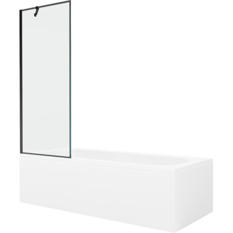 Mexen Vega baignoire rectangulaire 170 x 70 cm avec tablier et paravent à 1 battant 70 cm, motif noir - 550117070X9507007070 (1/5)