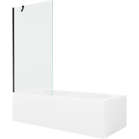 Mexen Vega baignoire rectangulaire 150 x 70 cm avec tablier et paroi 1 volet 90 cm, transparent, noir - 550115070X9509000070 (1/5)