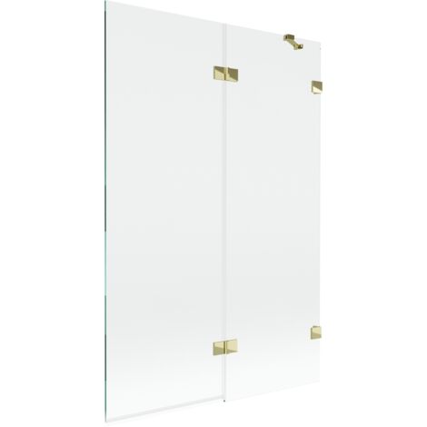 Mexen Lunar paroi de baignoire 2 volets droit 120 x 150 cm, transparent, doré - 897-120-100-50-00-P