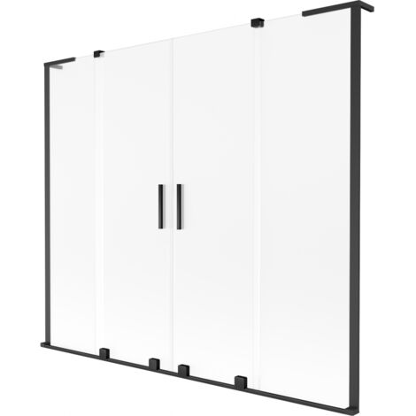 Mexen Velar L Duo écran de baignoire à 2 battants coulissants 180 x 150 cm, givré, noir - 896-180-003-32-70 (1/2)