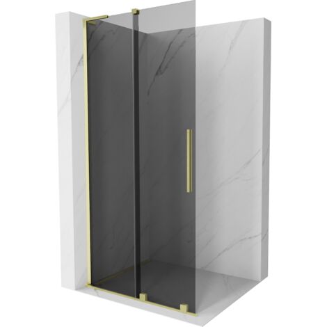 Mexen Velar L cloison de douche coulissante Walk-in 120 x 200 cm, graphite 8 mm, or brossé - 871-120-003-43-55 (1/5)