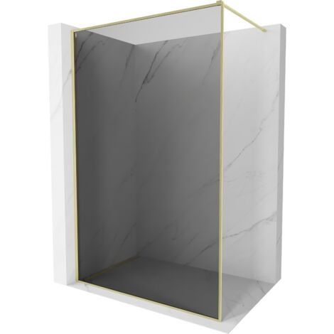 Mexen Kioto-XF paroi de douche Walk-in avec cadre 80 x 202 cm, verre graphite 10 mm, or brossé - 800-080-104-55-40-X (1/5)