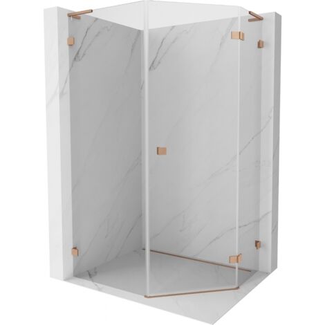 Mexen Lunar L cabine de douche pentagonale pivotante droite 80 x 90 cm, transparent, cuivre brossé - 831L-080P-090L-65-00-P (1/5)