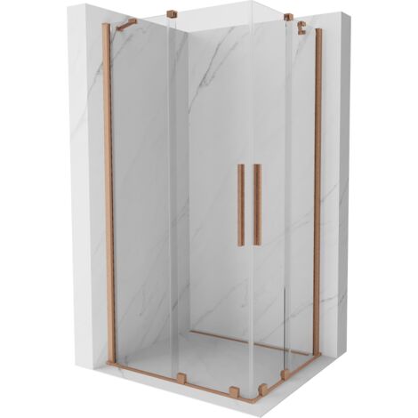 Cabine de douche coulissante Mexen Velar Duo 90 x 80 cm, transparent, cuivre brossé - 871-090-080-02-65 (1/5)