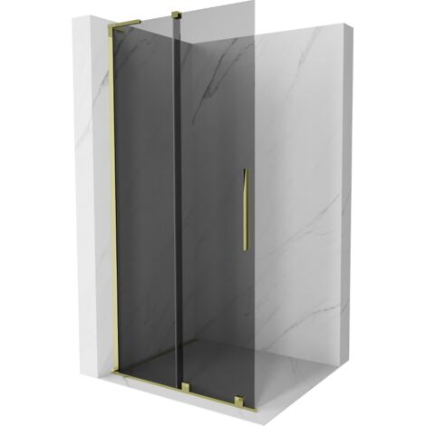 Mexen Velar L paroi de douche coulissante Walk-in 120 x 200 cm, graphite 8 mm, or - 871-120-003-43-50 (1/5)