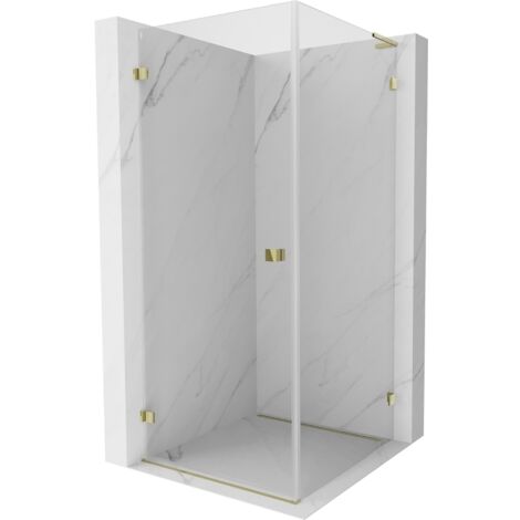 Mexen Lunar-B L cabine de douche pivotante gauche 80 x 80 cm, transparent, or - 832L-080-080-50-00-L (1/5)