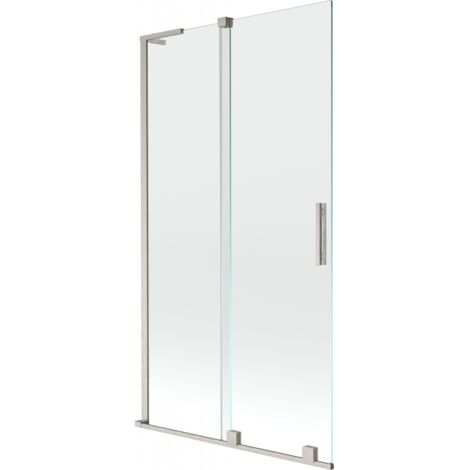 Paroi de bain Mexen Velar L 2 volets coulissants 100 x 150 cm, transparent, nickel brossé - 896-100-003-01-97 (1/2)