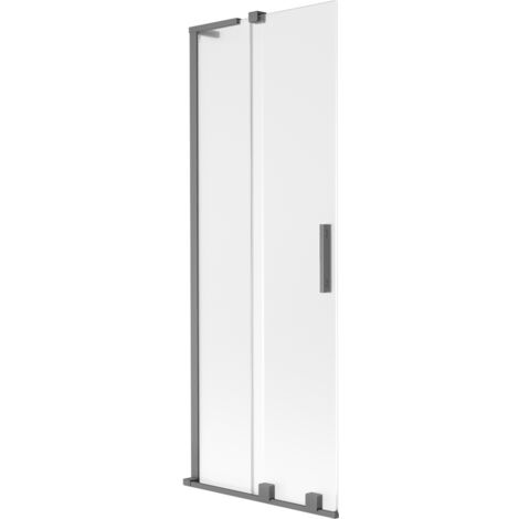 Mexen Velar L paravent de baignoire à 2 battants coulissants 75 x 150 cm, givré, gun metal - 896-075-003-31-95 (1/2)
