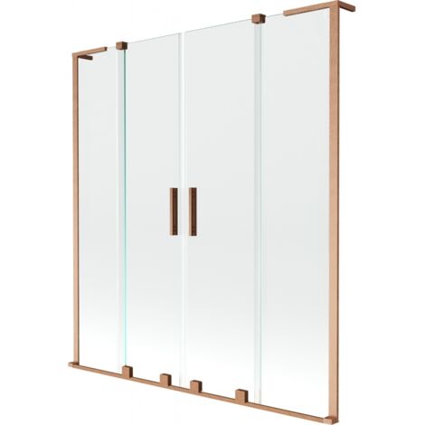 Mexen Velar L Duo paroi de baignoire 2 pans coulissante 160 x 150 cm, transparent, cuivre brossé - 896-160-003-02-65 (1/2)