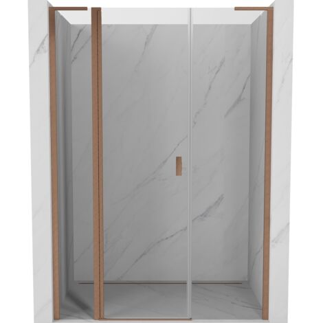 Mexen Mist L porte de douche pivotante 140 cm, transparent, cuivre brossé - 8A4L-140-001-65-00 (1/4)