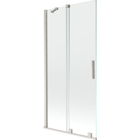 Mexen Velar paroi de baignoire à 2 volets coulissants 95 x 150 cm, transparent, nickel brossé - 896-095-000-01-97 (1/2)