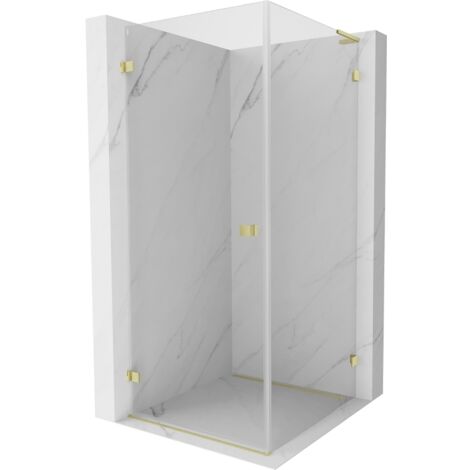 Mexen Lunar-B L cabine de douche pivotante gauche 90 x 90 cm, transparent, or brossé - 832L-090-090-55-00-L (1/5)