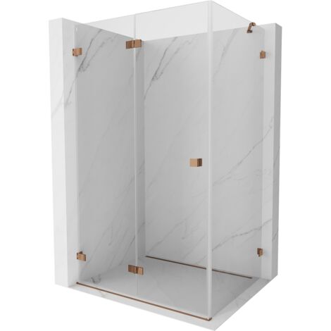 Mexen Lunar-F cabine de douche pliante gauche 100 x 90 cm, transparent, or rose- 836-100-090-60-00-L (1/5)